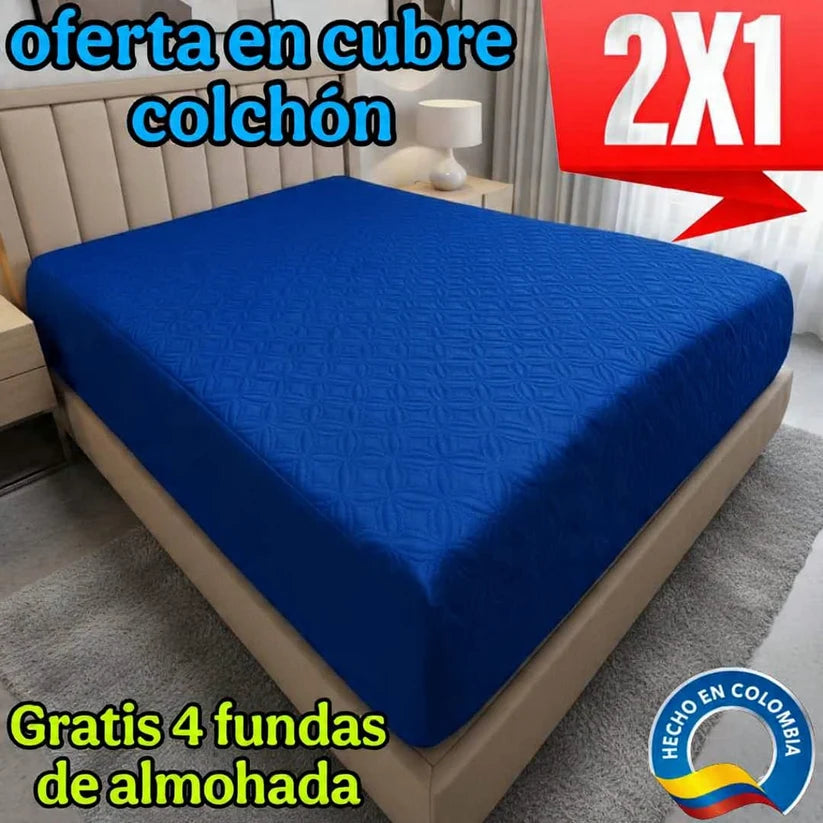 PROMOCION EN CUBRE COLCHON PAGUE 1 LLEVE 2 +4 fundas de Almohada