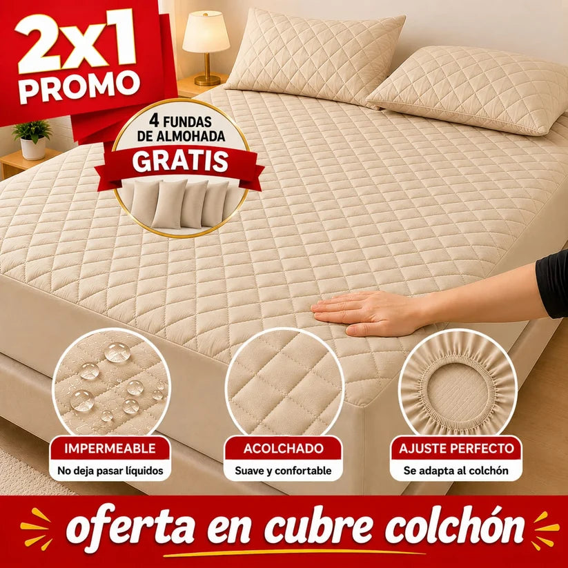 PROMOCION EN CUBRE COLCHON PAGUE 1 LLEVE 2 +4 fundas de Almohada
