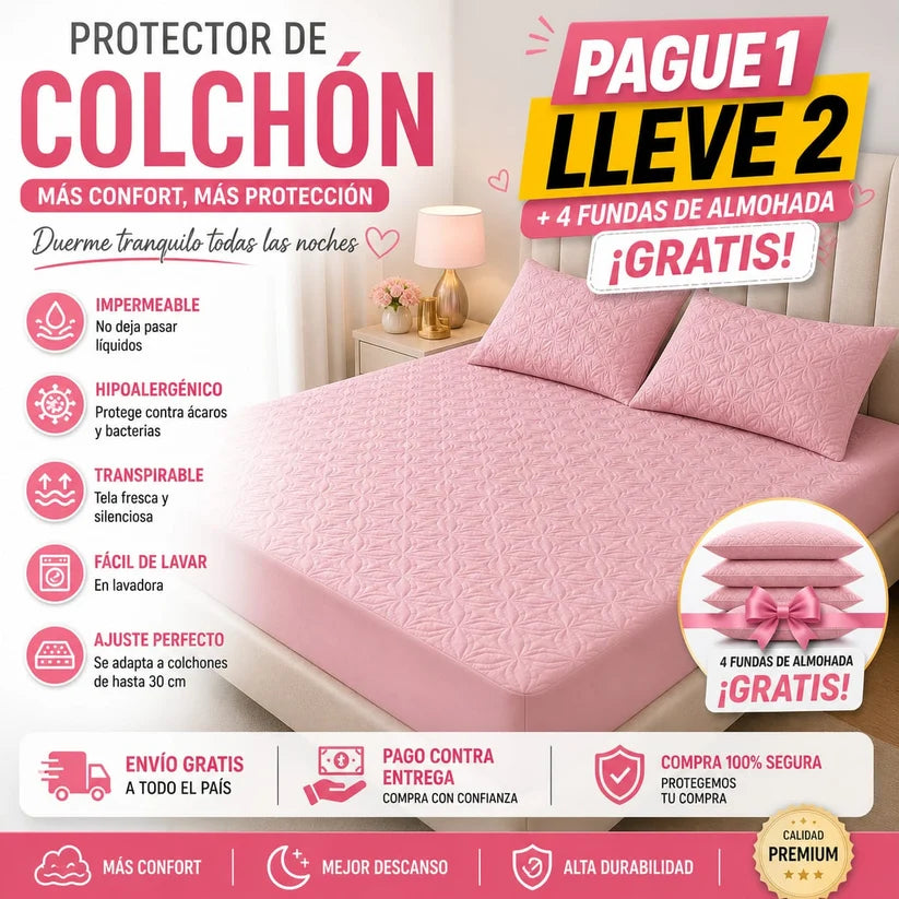 PROMOCION EN CUBRE COLCHON PAGUE 1 LLEVE 2 +4 fundas de Almohada