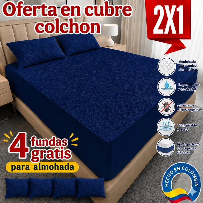PROMOCION EN CUBRE COLCHON PAGUE 1 LLEVE 2 +4 fundas de Almohada