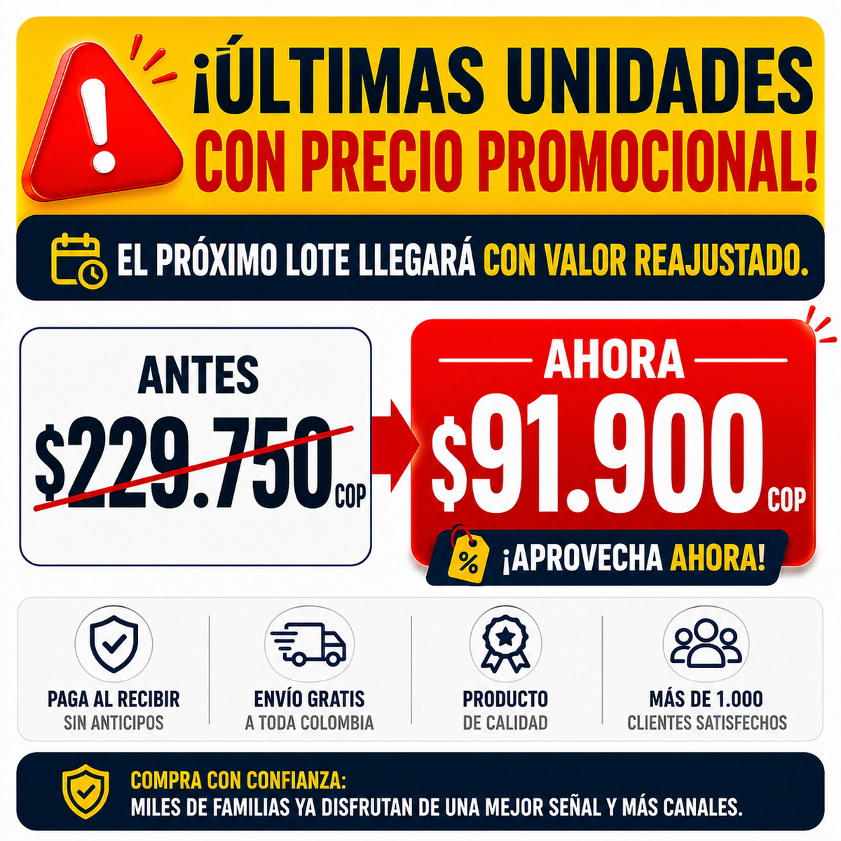 ANTENA HDTV 5 METROS