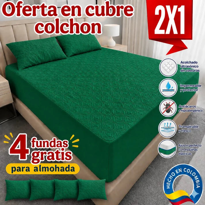 PROMOCION EN CUBRE COLCHON PAGUE 1 LLEVE 2 +4 fundas de Almohada
